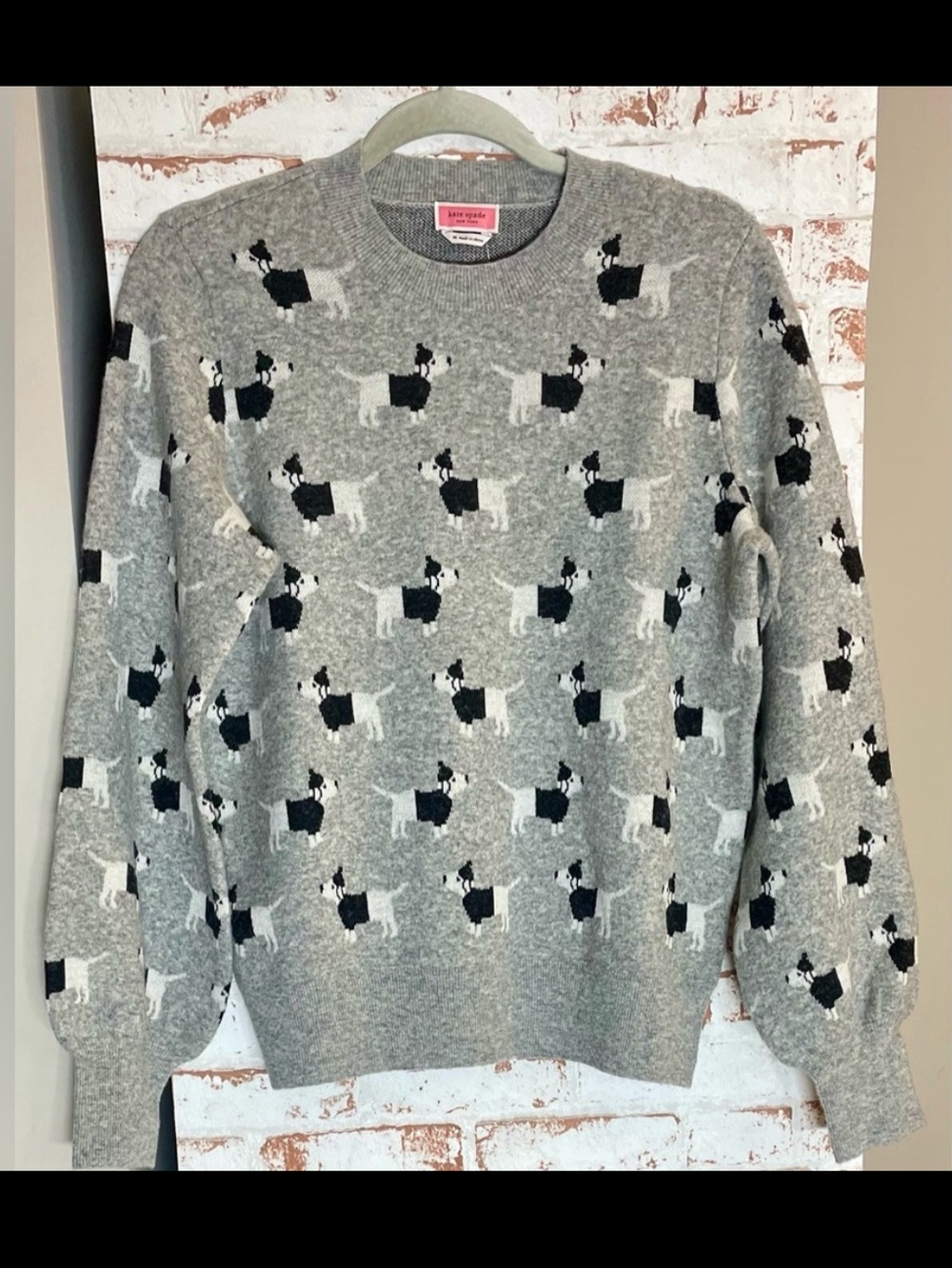 NWT kate spade Wool Claude Sweater with Dachsund Pattern Size M